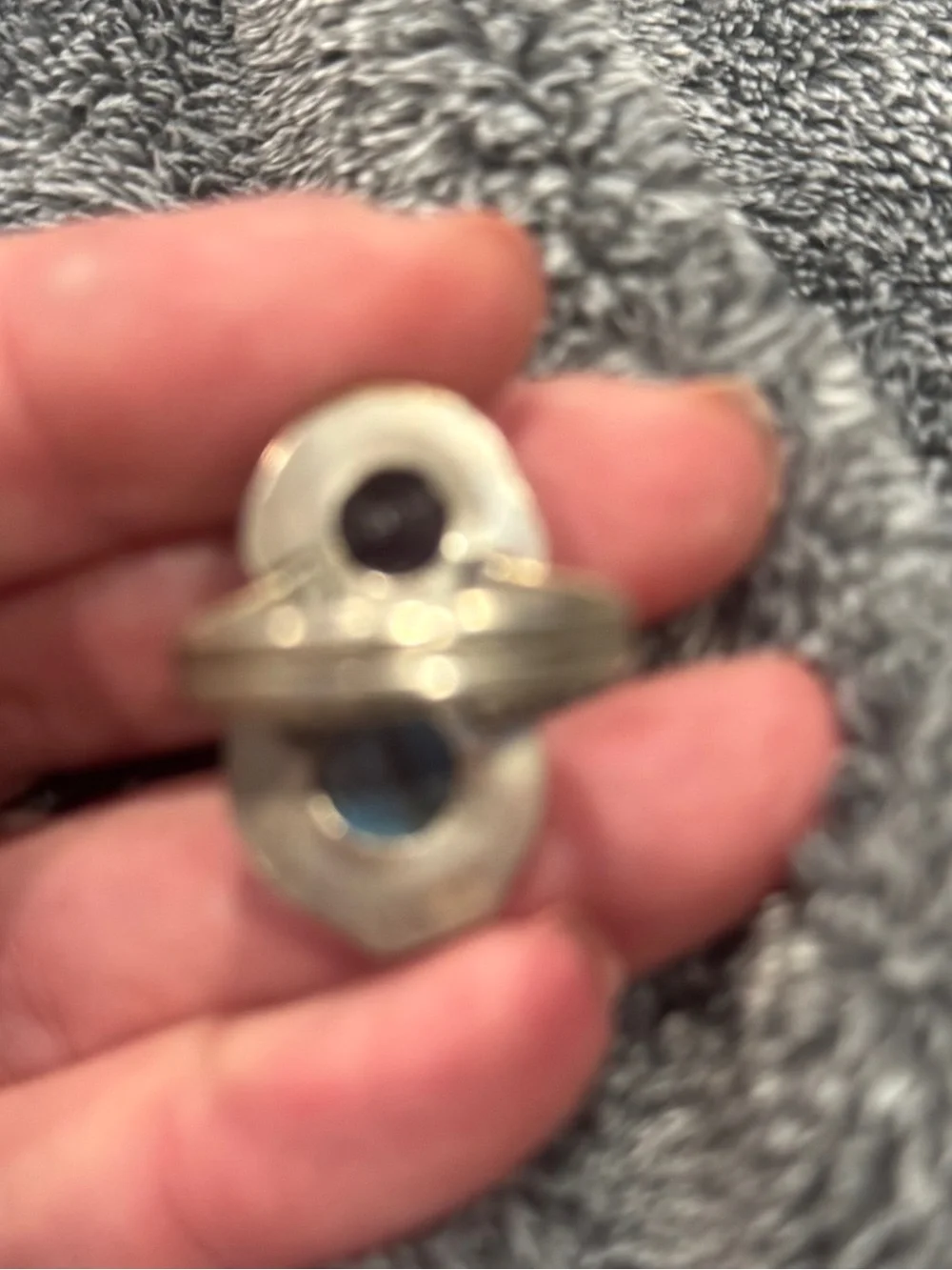 Source Unknown Sterling Silver Double Gemstone Ring - Blue & Purple